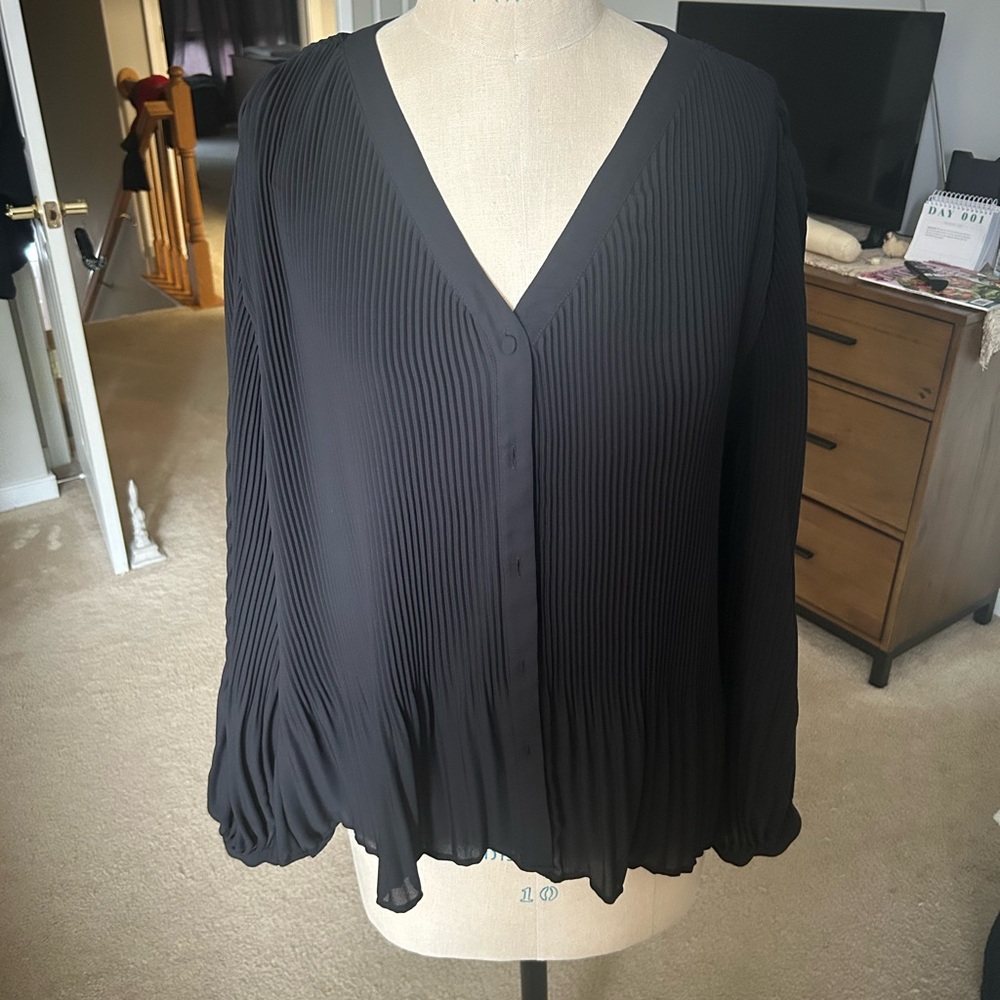 COS Black Pleated Blouse